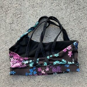 lululemon athletica Women's Floral sports bra Black Pink blue size 4